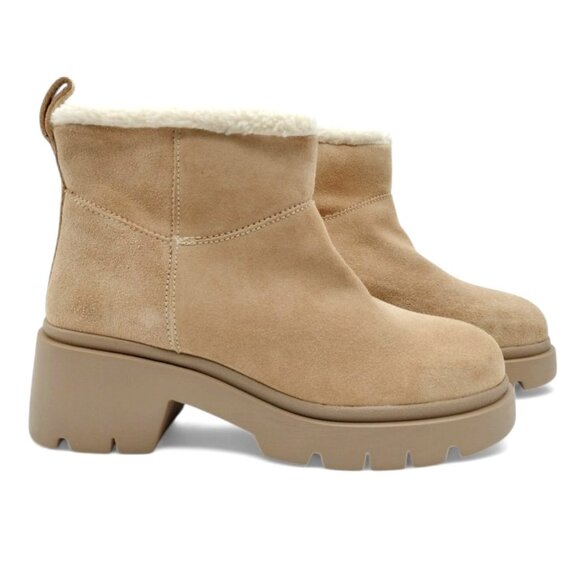 Steve Madden Women's Size 8 Sand Hatcher Sherpa Lined Block Heel Ankle Booties - Picture 1 of 12